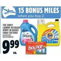 Tide Simply Laundry Detergent, Downy Or Bounce Fabric Softener