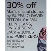 Men's Casual Clothes by Buffalo David Bitton, Calvin Klein Jeans and More - 30% off