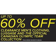 Clearance Men's Clothing, Luggage and The Official Canadian Olympic Team Collection - Up to 60% off