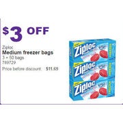 Ziploc Medium Freezer Bags 3x50s - $3.00 off