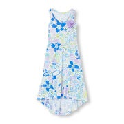 Girls Sleeveless 3d Flower Floral Print Hi-low Maxi Dress - $15.49 ($19.46 Off)