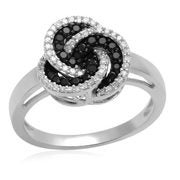 Enhanced Black and White Diamond Knot Ring In Sterling Silver - Size 7 - $69.75 ($209.25 Off)