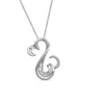 Open Hearts by Jane Seymour Baguette and Round Diamond Pendant in Silver - $174.50 ($174.50 Off)