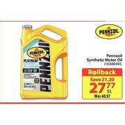 Pennzoil Synthetic Motor Oil - $27.77/5L ($21.20 off)