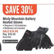 Misty Mountain Battery Heated Gloves  - $34.99 (30% off)
