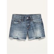 High-waisted Button-fly Distressed Frayed-hem Jean Shorts For Girls - $22.90 ($4.09 Off)