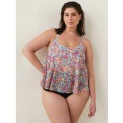 Printed Overlay Tankini With Back Ring - $39.99 ($35.96 Off)