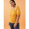 Smocked Square Neck Puff Sleeve Top - Addition Elle - $19.99 ($35.96 Off)