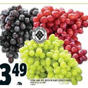 Extra Large Red, Green Or Black Seedless Grapes - $3.49/lb